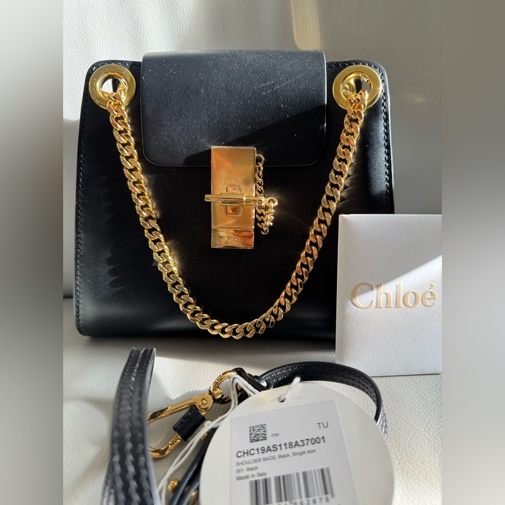 NWT Chloé Black & Gold Leather Mini Annie Shoulder Bag Barney’s New York - Picture 4 of 6